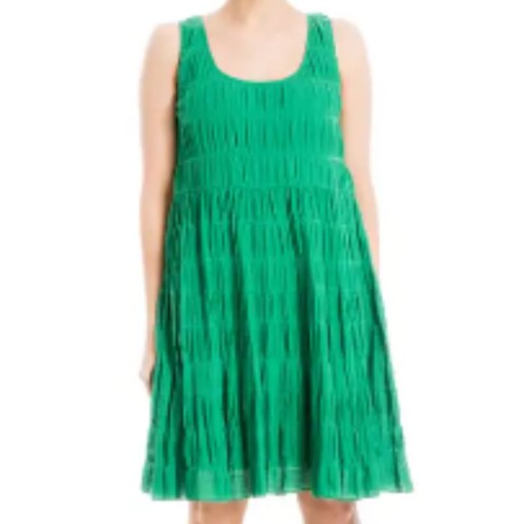 MAX STUDIO LONDON Texture Tiered Stretch Cotton Dress - Picture 1 of 6
